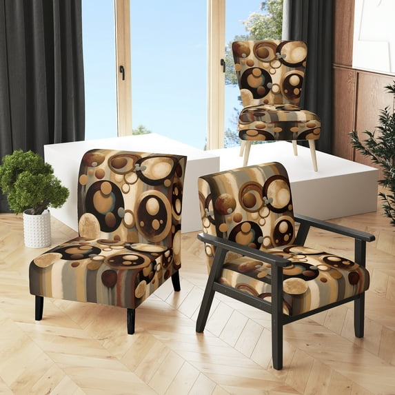 Designart "Aged Barrel Universes VI" Upholstered Abstract Accent Chair and Modern & Contemporary Arm Chair - Multiple Color & Pattern