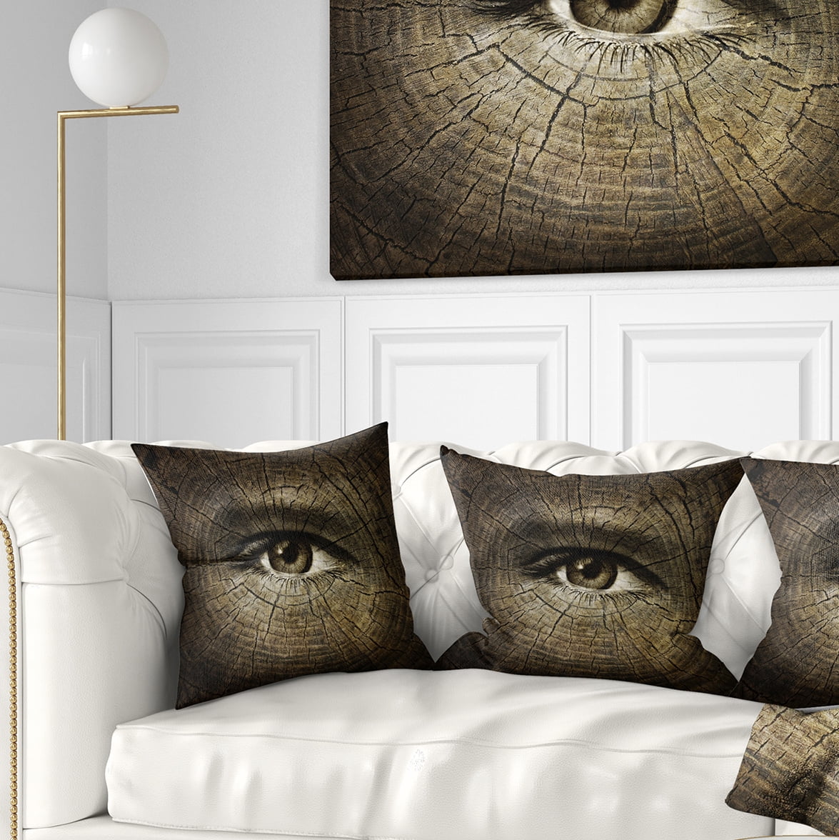 Designart Aging Eyes - Abstract Throw Pillow - 16x16