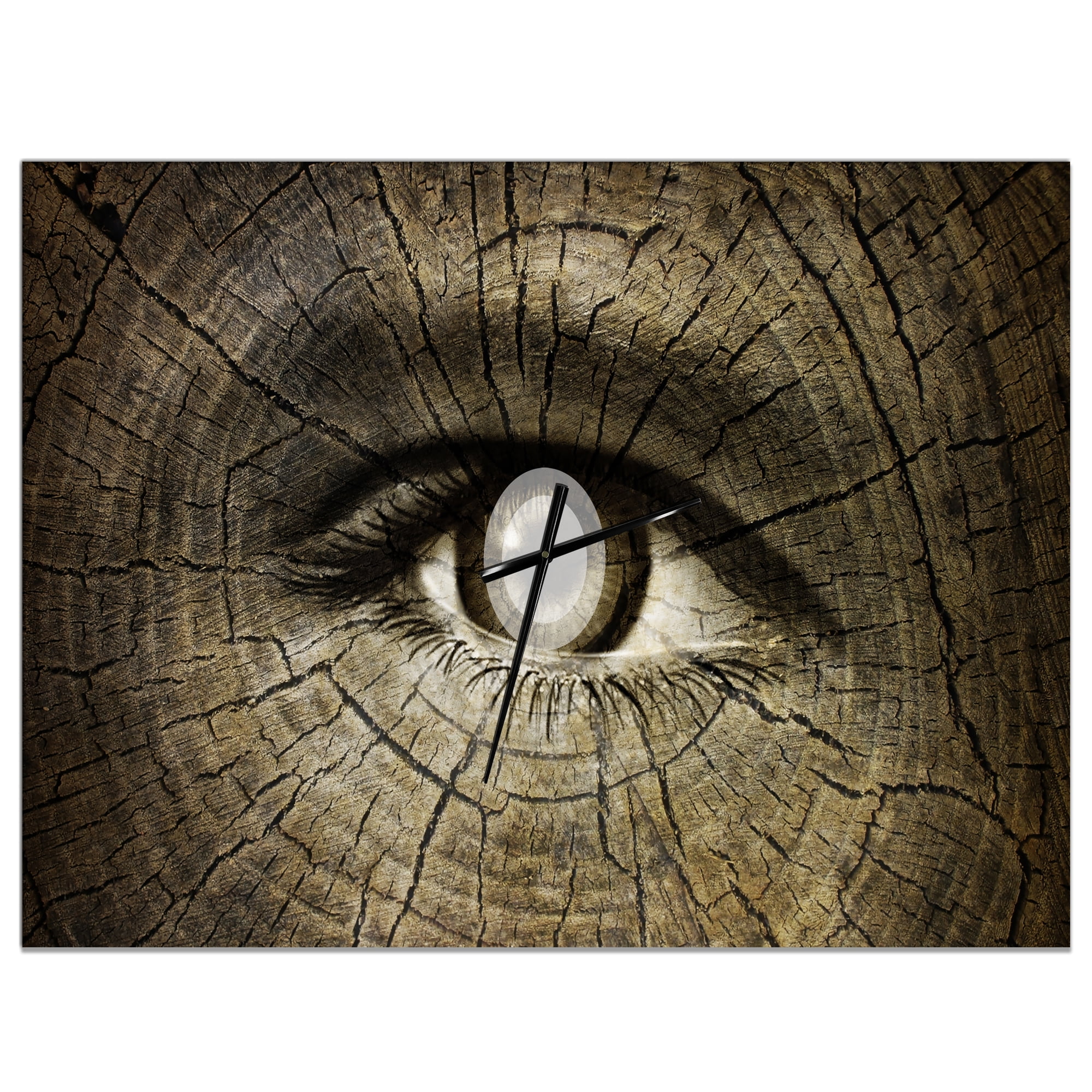 Designart 'Aging Eyes' Farmhouse Wall Clock