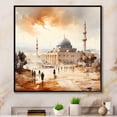 thumbnail image 1 of Designart "Al-Aqsa Mosque Prophet’s IV" Spiritual Framed Wall Art - Global Orange Islam Hallway Framed Wall Art Decor, 1 of 6