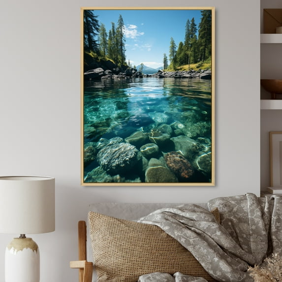Designart "Alaska Crystal Tides" Landscapes Floater Framed Wall Art Living Room