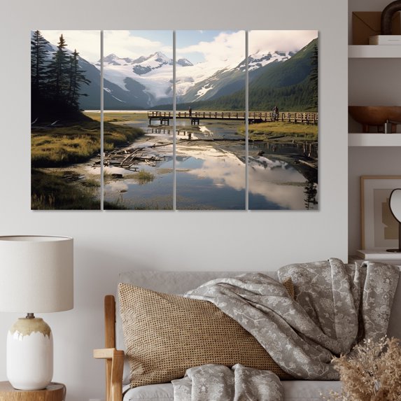 Designart "Alaskan Wilderness River Untamed Flow" Landscapes Wall Art Prints Set