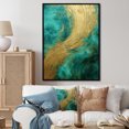 thumbnail image 1 of Designart "Alchemical Spiral Of Gold Teal Oceans IV" Abstract Spirals Floater Framed Wall Decor, 1 of 5