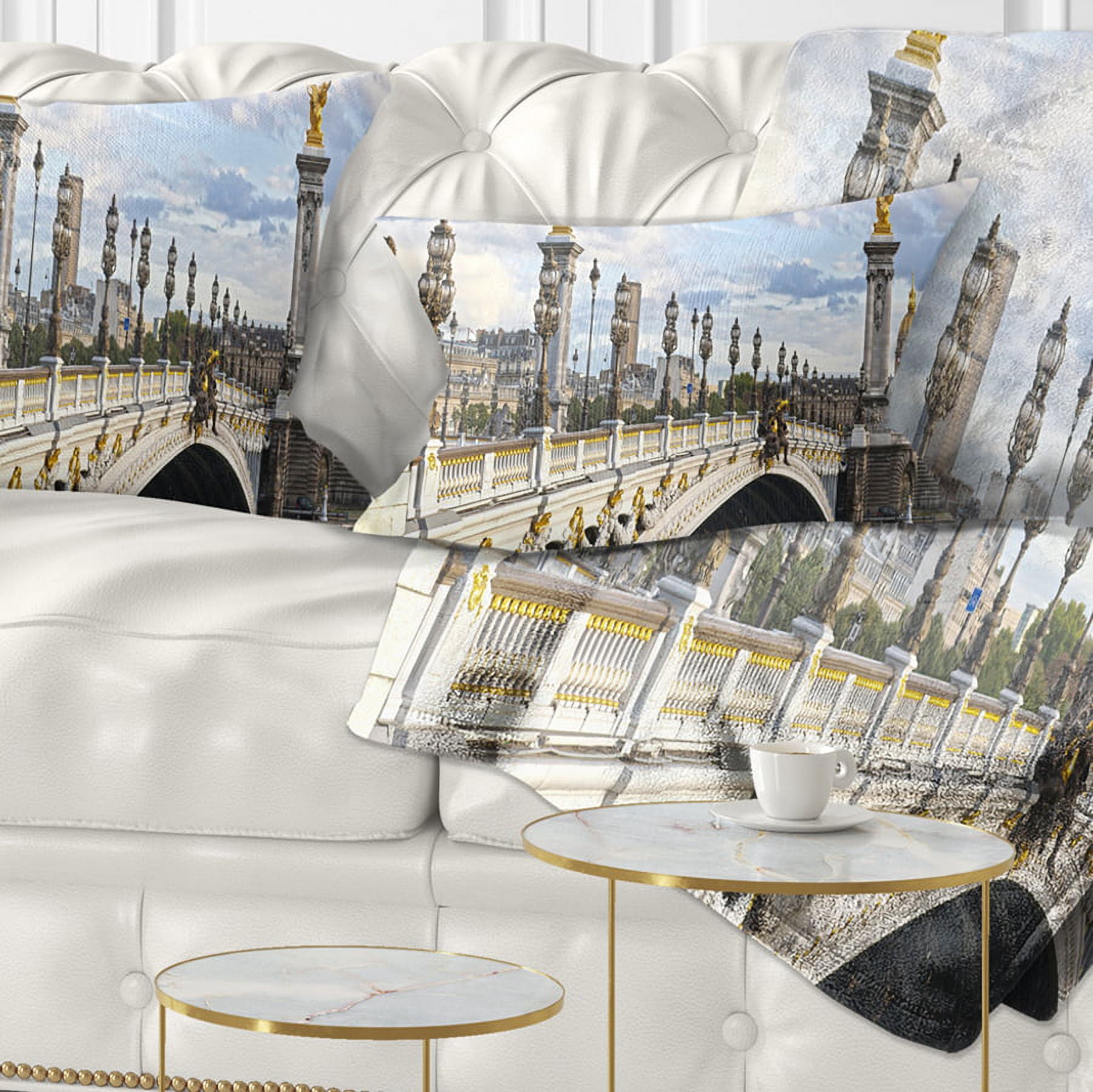Designart Alexandre III Bridge Panoramic View - Photography Throw Pillow - 12x20