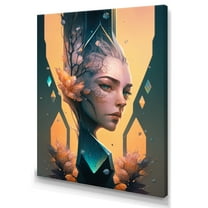 Designart Alien Face With Flowers 5 Hexagon Canvas Wall Art