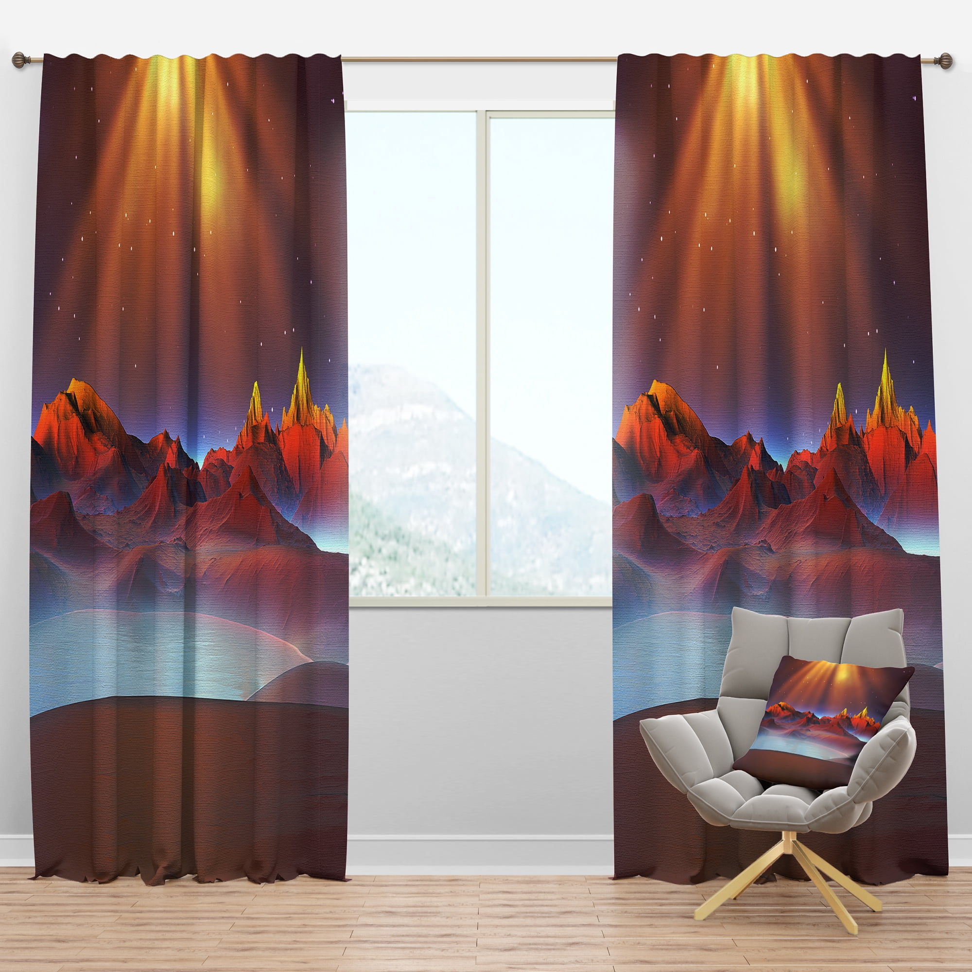 Designart 'Alien Landscape at Sunset' Landscape Blackout Curtain Panel
