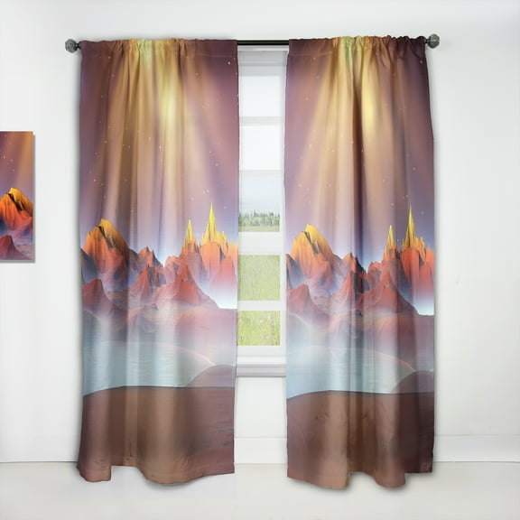 Designart 'Alien Landscape at Sunset' Landscape Curtain Panel