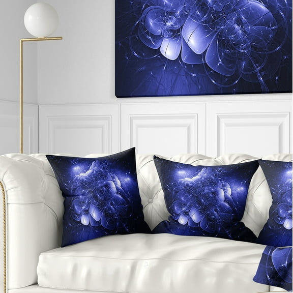 Designart Alien Mystical Flower Blue - Floral Throw Pillow - 16x16