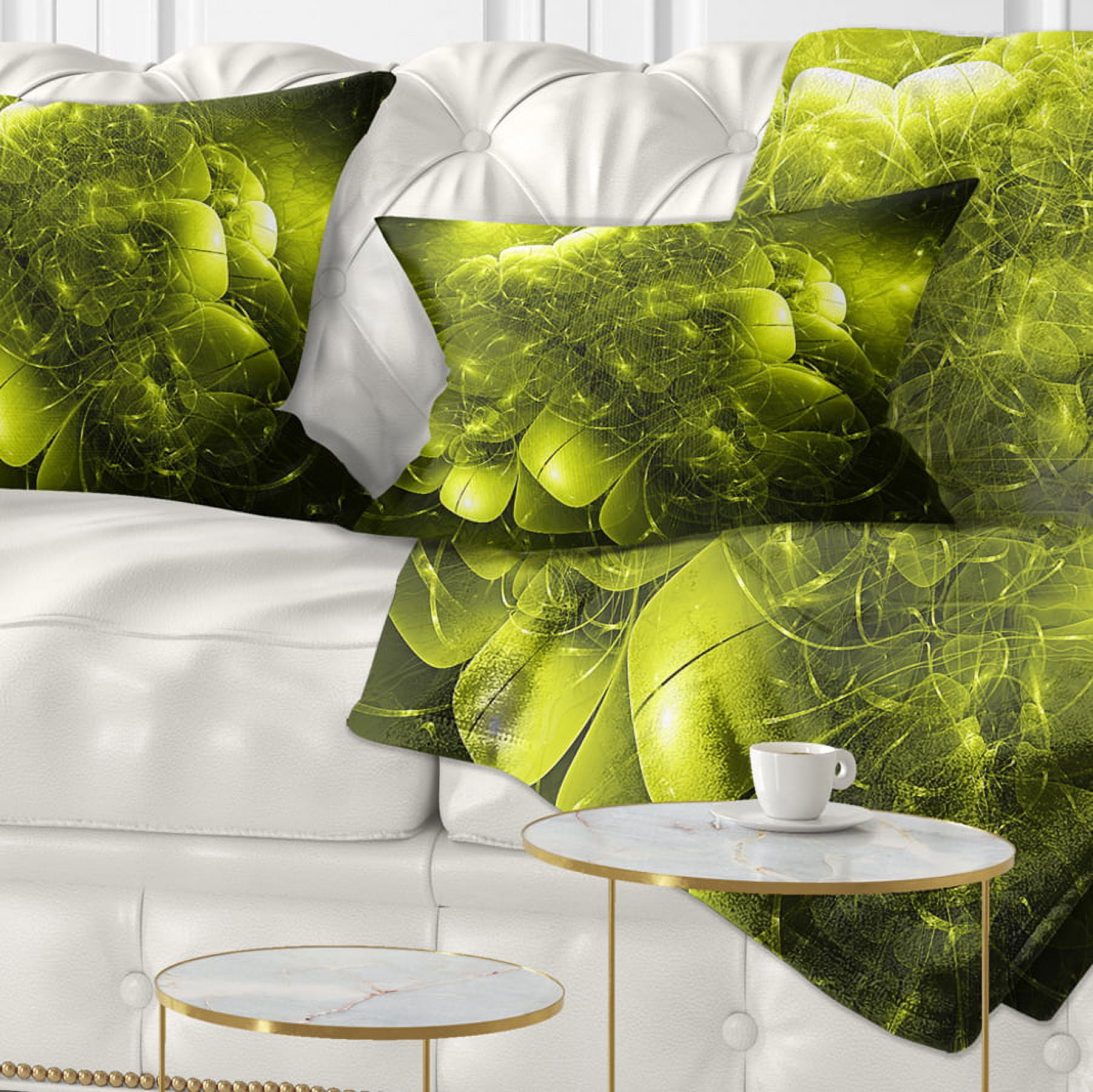 Designart Alien Mystical Flower Yellow - Floral Throw Pillow - 12x20