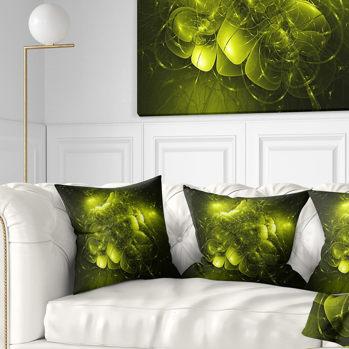 Designart Alien Mystical Flower Yellow - Floral Throw Pillow - 18x18