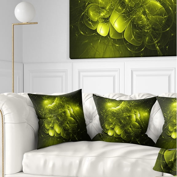 Designart Alien Mystical Flower Yellow - Floral Throw Pillow - 18x18