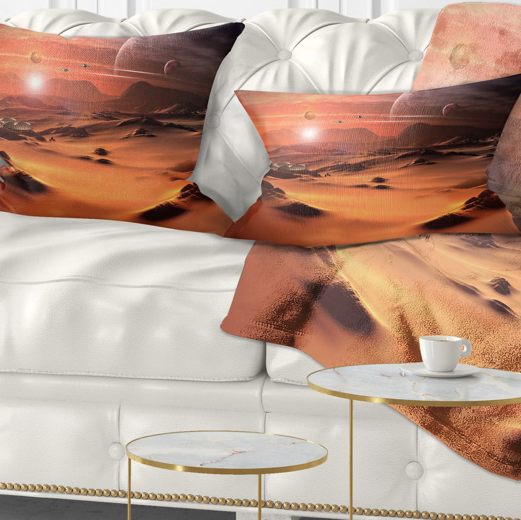 Designart Alien Planet 3D Rendered Computer Art - Landscape Printed Throw Pillow - 12x20