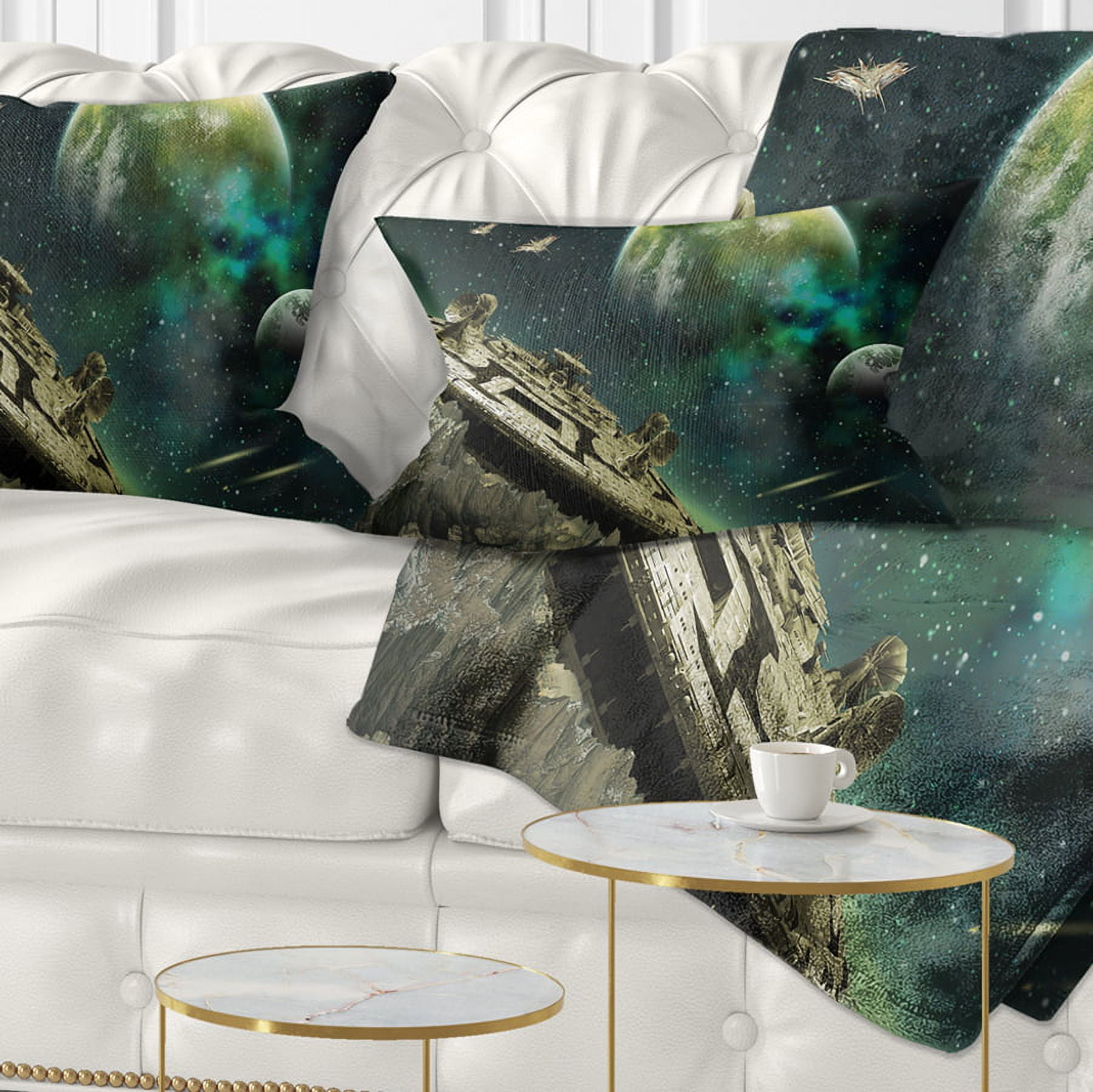 Designart Alien Planet - Abstract Throw Pillow - 12x20