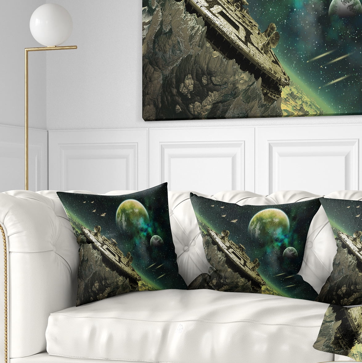Designart Alien Planet - Abstract Throw Pillow - 18x18