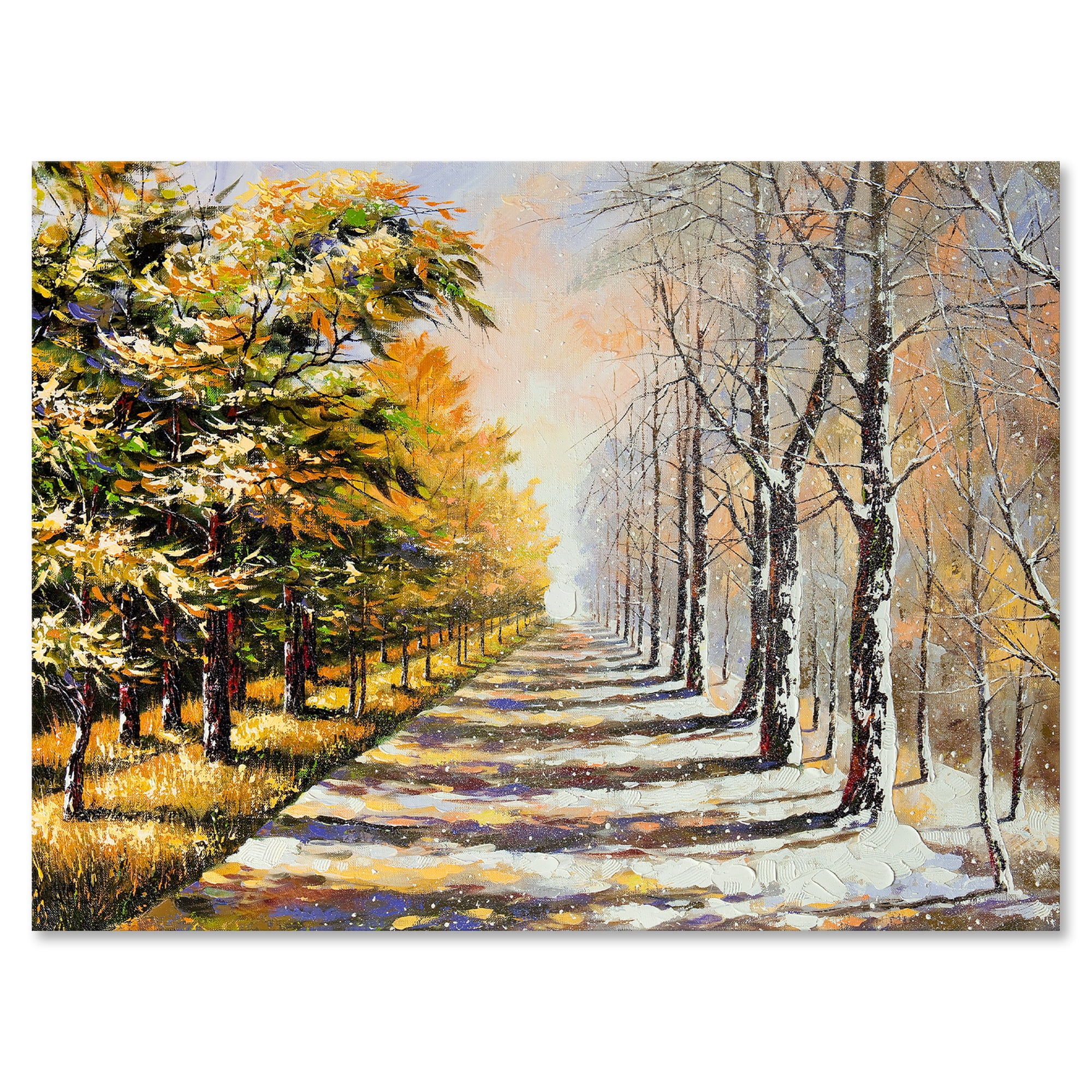 Designart ' Allegory On Theme Autumn and Winter ' Traditional Canvas Wall Art Print