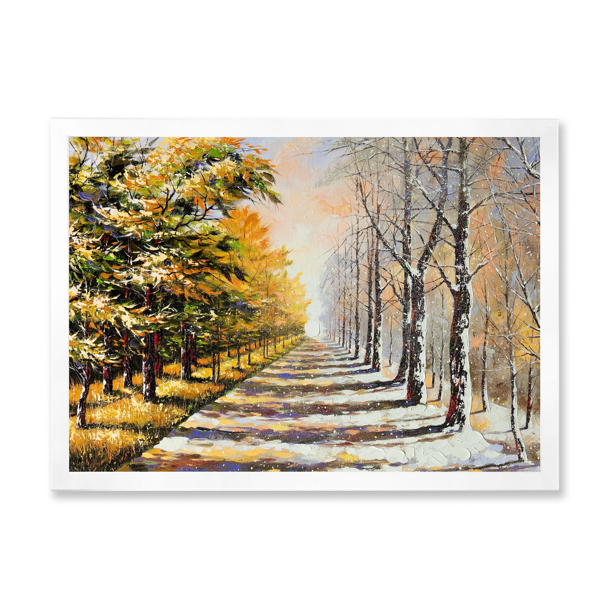 Designart 'Allegory On Theme Autumn and Winter' Traditional Framed Art Print
