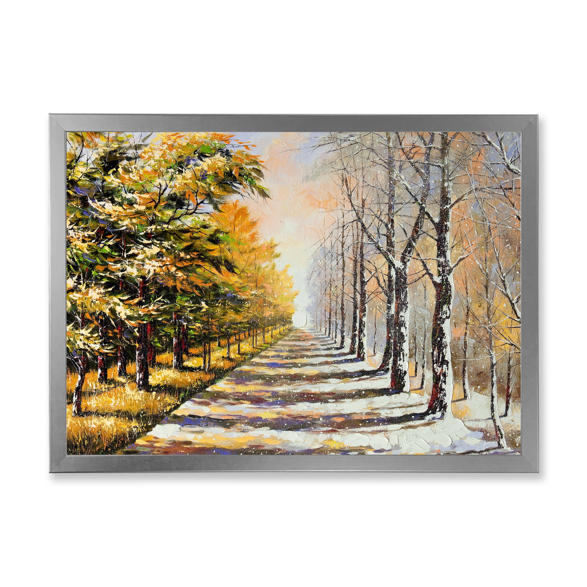 Designart 'Allegory On Theme Autumn and Winter' Traditional Framed Art Print