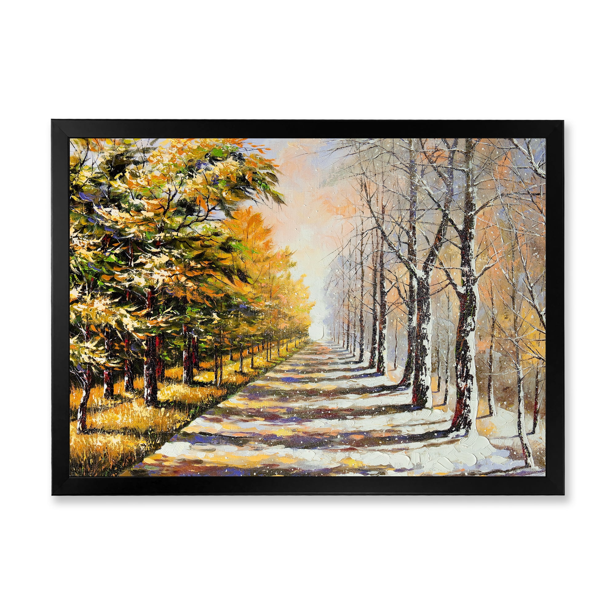 Designart 'Allegory On Theme Autumn and Winter' Traditional Framed Art Print