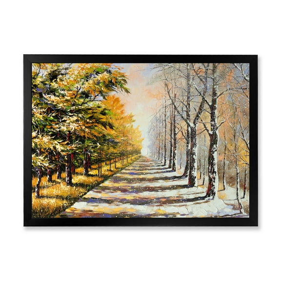 Designart 'Allegory On Theme Autumn and Winter' Traditional Framed Art Print