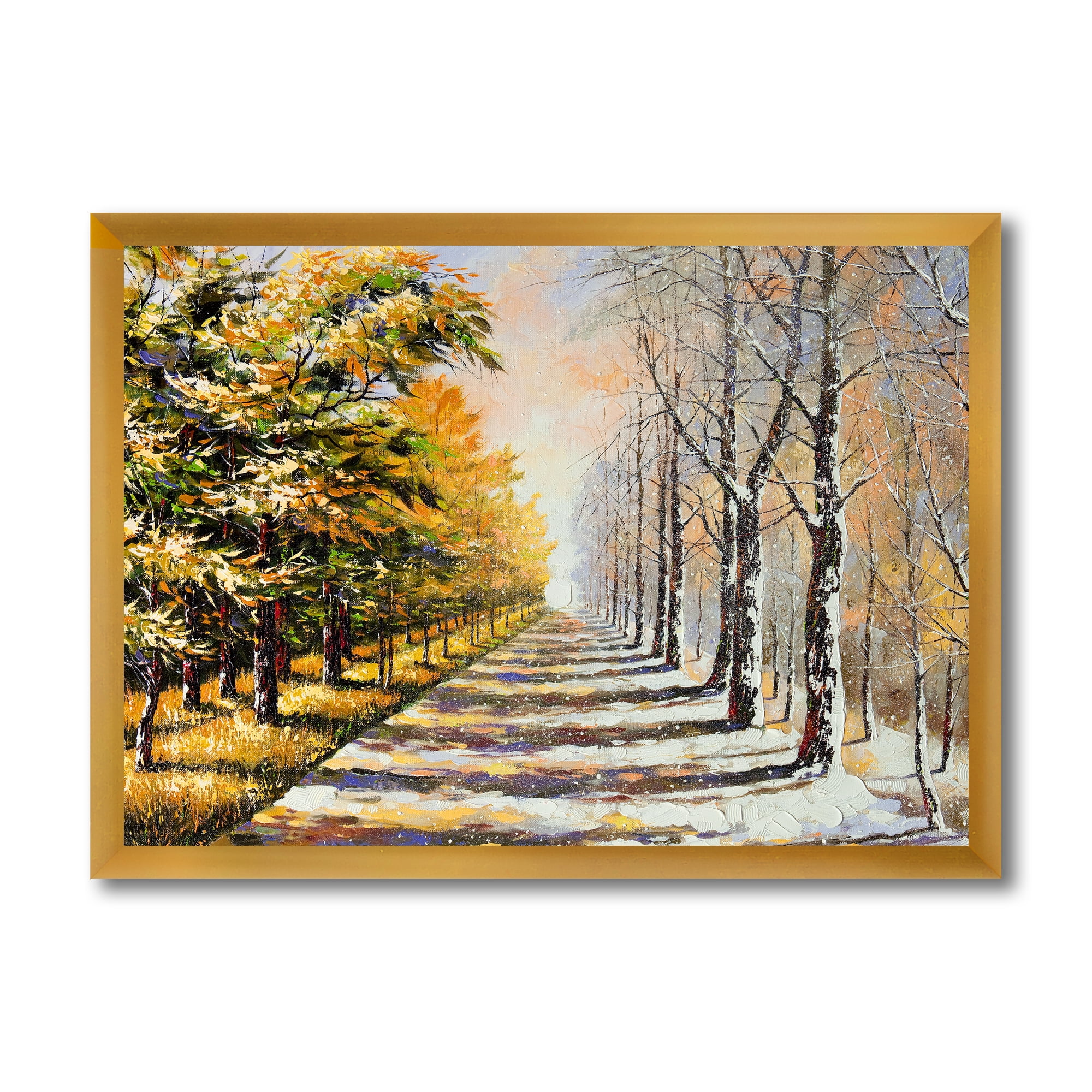 Designart 'Allegory On Theme Autumn and Winter' Traditional Framed Art Print