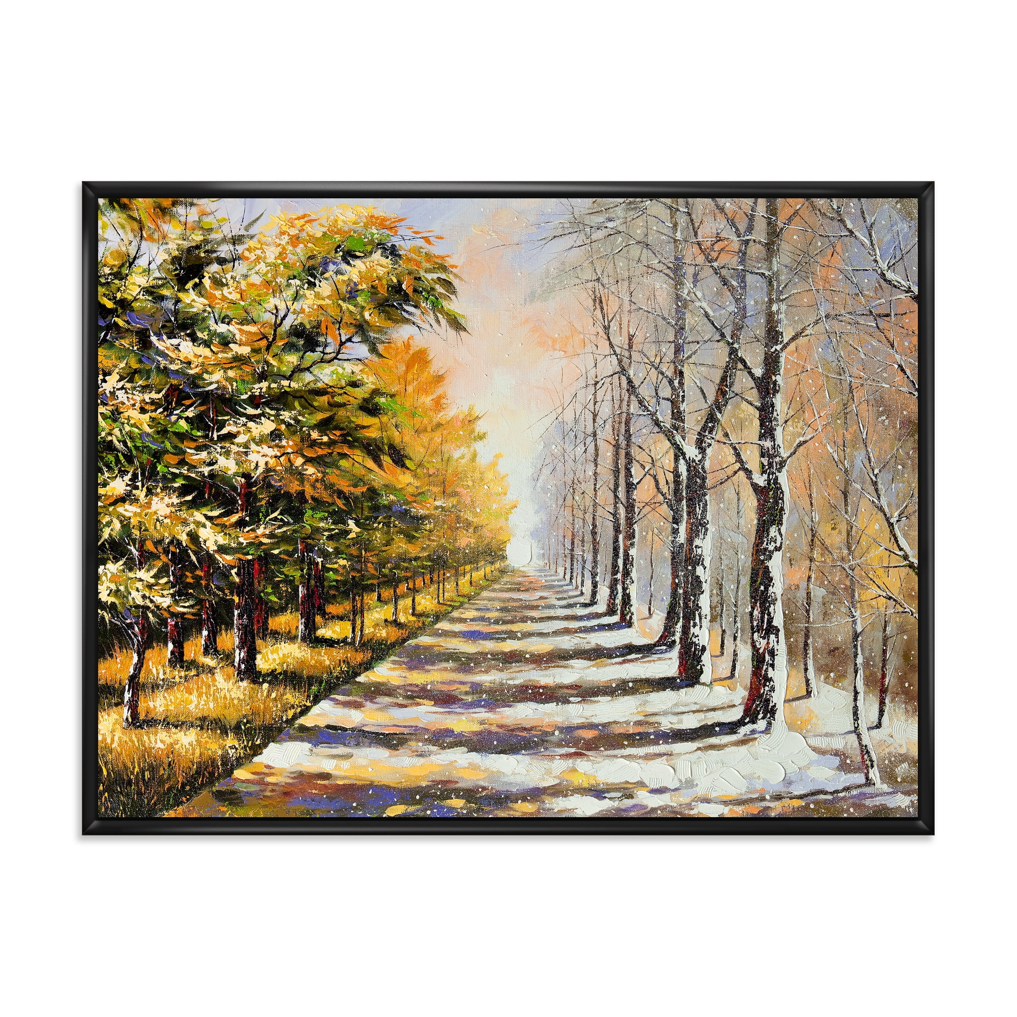 Designart 'Allegory On Theme Autumn and Winter' Traditional Framed Canvas Wall Art Print