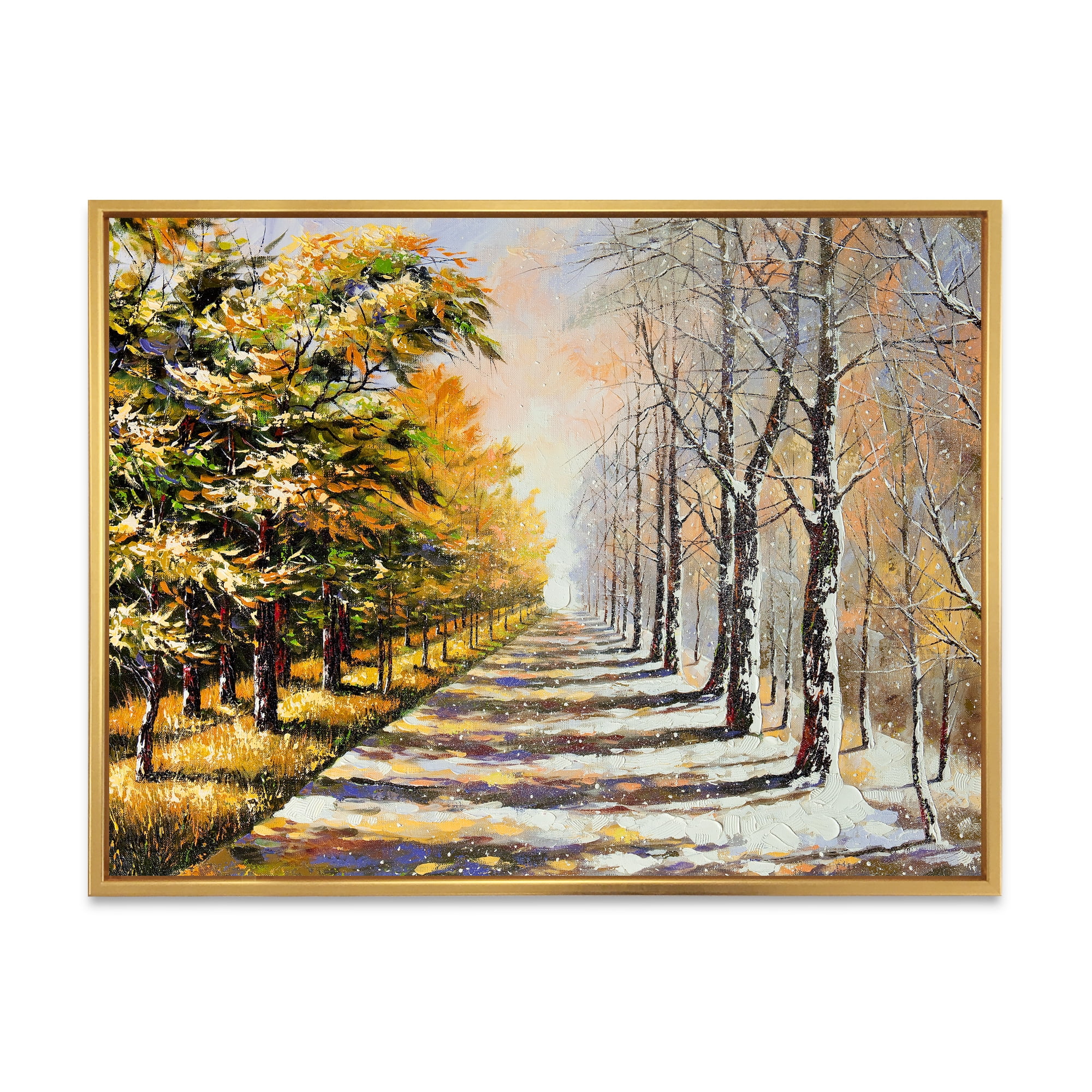 Designart 'Allegory On Theme Autumn and Winter' Traditional Framed Canvas Wall Art Print