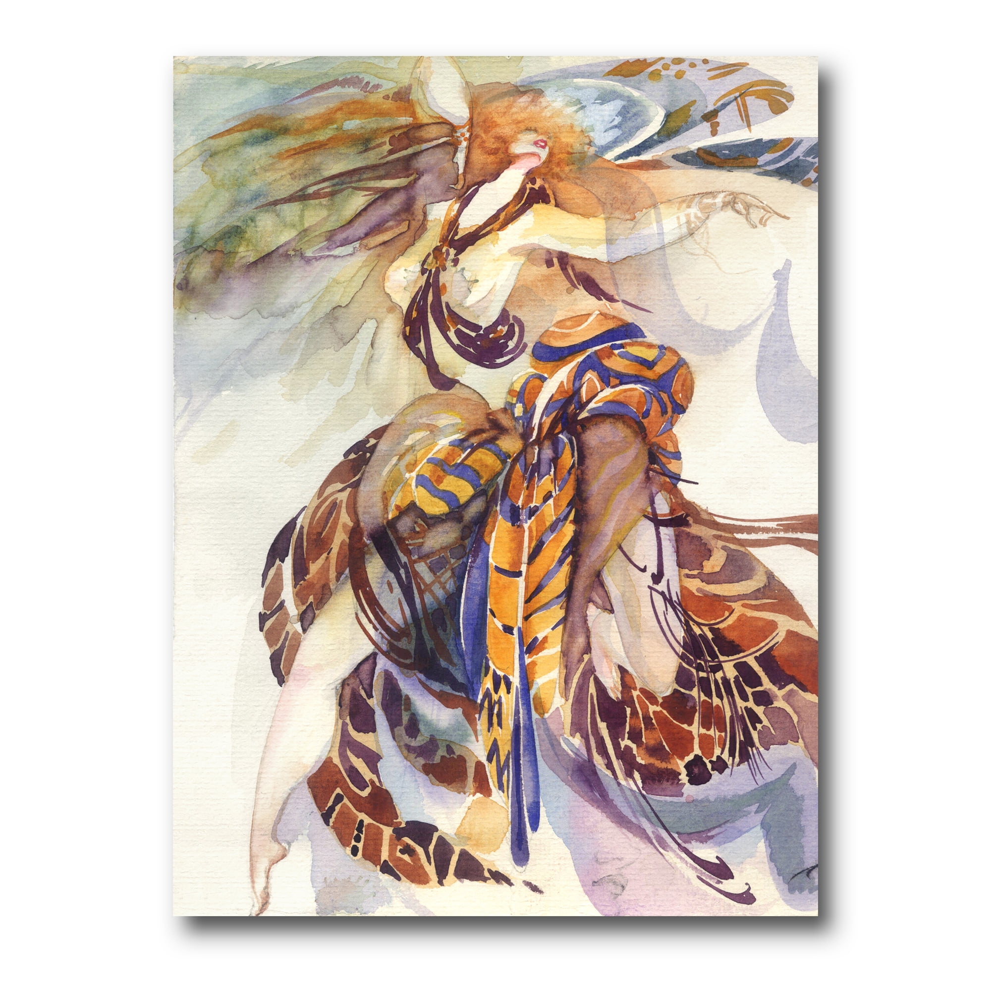 Designart ' Allegory of Paradise Bird Woman Portrait ' Traditional Canvas Wall Art Print