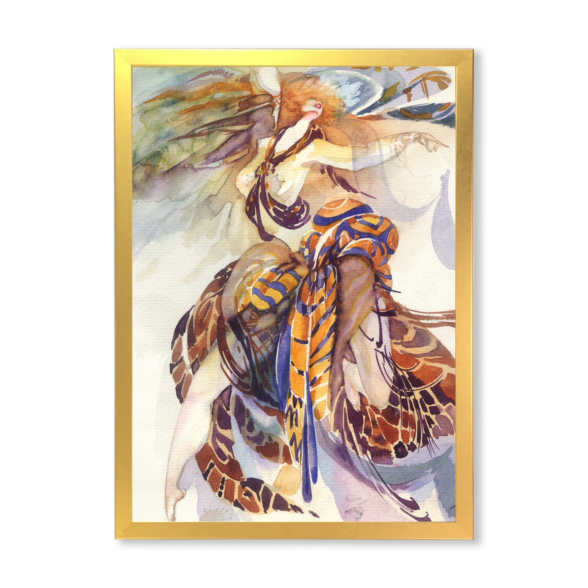 Designart 'Allegory of Paradise Bird Woman Portrait' Traditional Framed Art Print