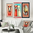 thumbnail image 1 of Designart "Alpaca Portrait Retro Stamp Illustration II" Alpaca Wall Art Set Of 3 - Alpacas Red Canvas Set For Living Room Decor, 1 of 6