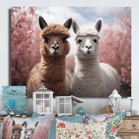 Designart "Alpacas beautyful Alpacas II" Animals Metal Art Living Room