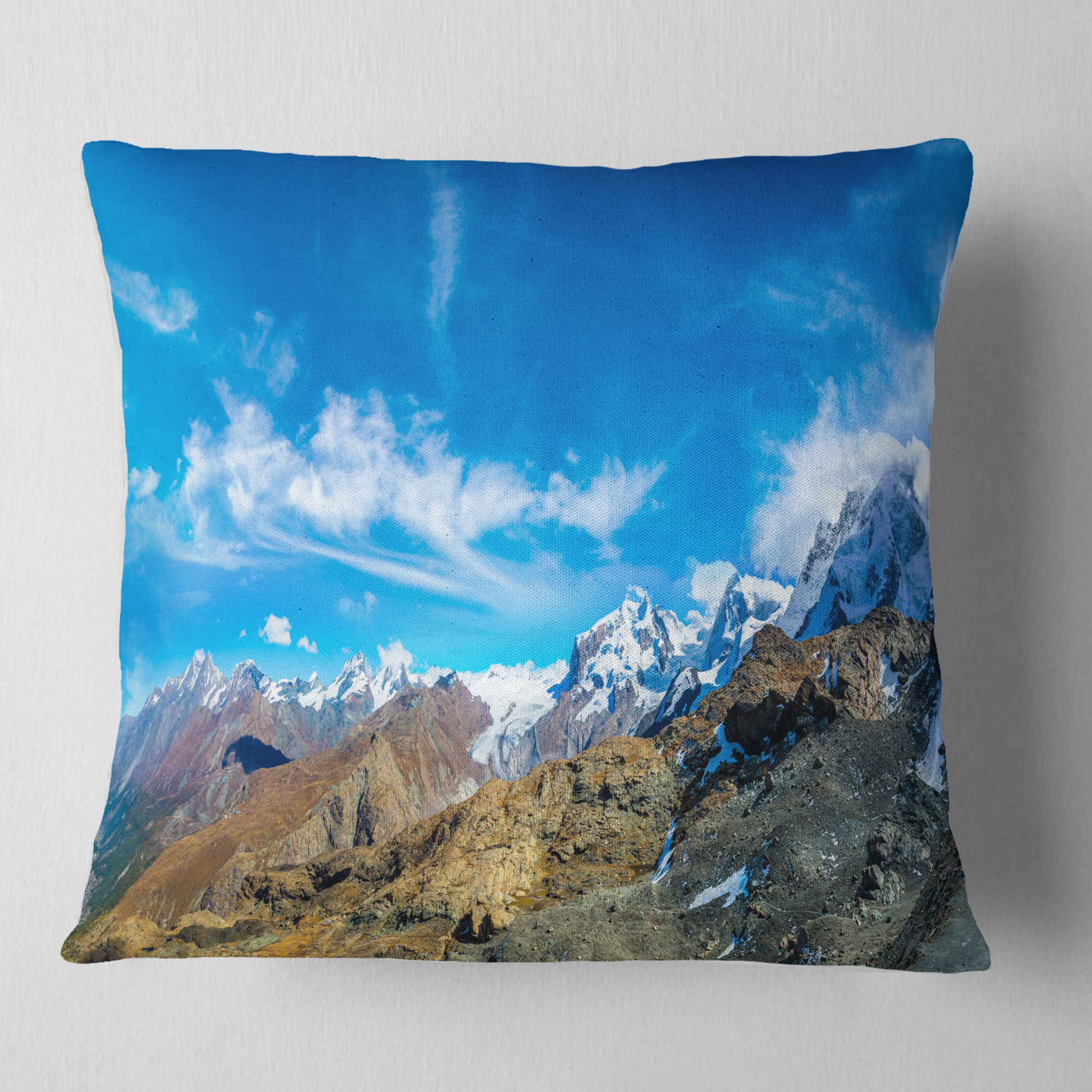 Designart Alps Mountains in Switzerland - Landscape Printed Throw Pillow - 16x16