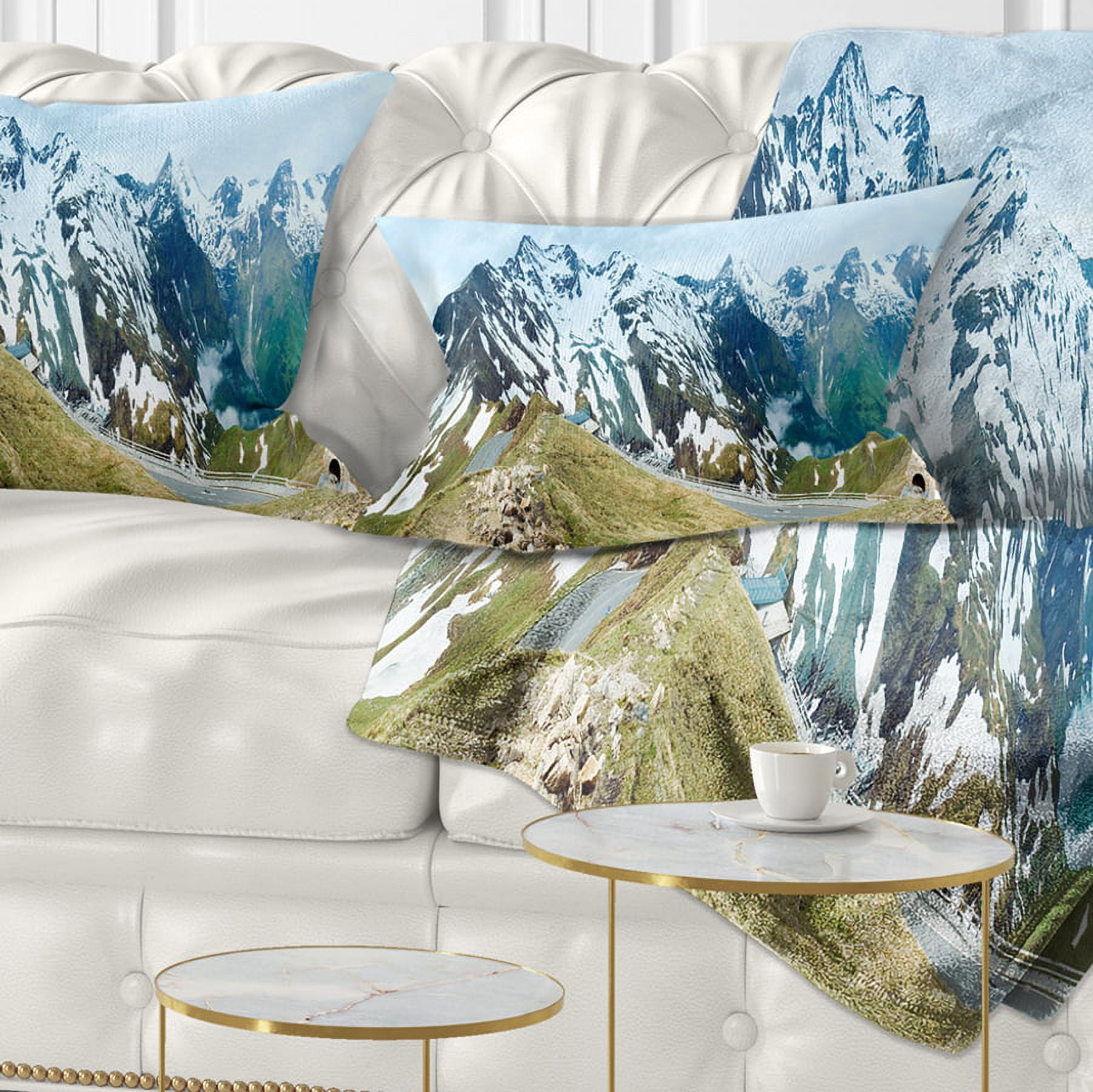 Designart Alps Summer Panorama - Photography Throw Pillow - 12x20