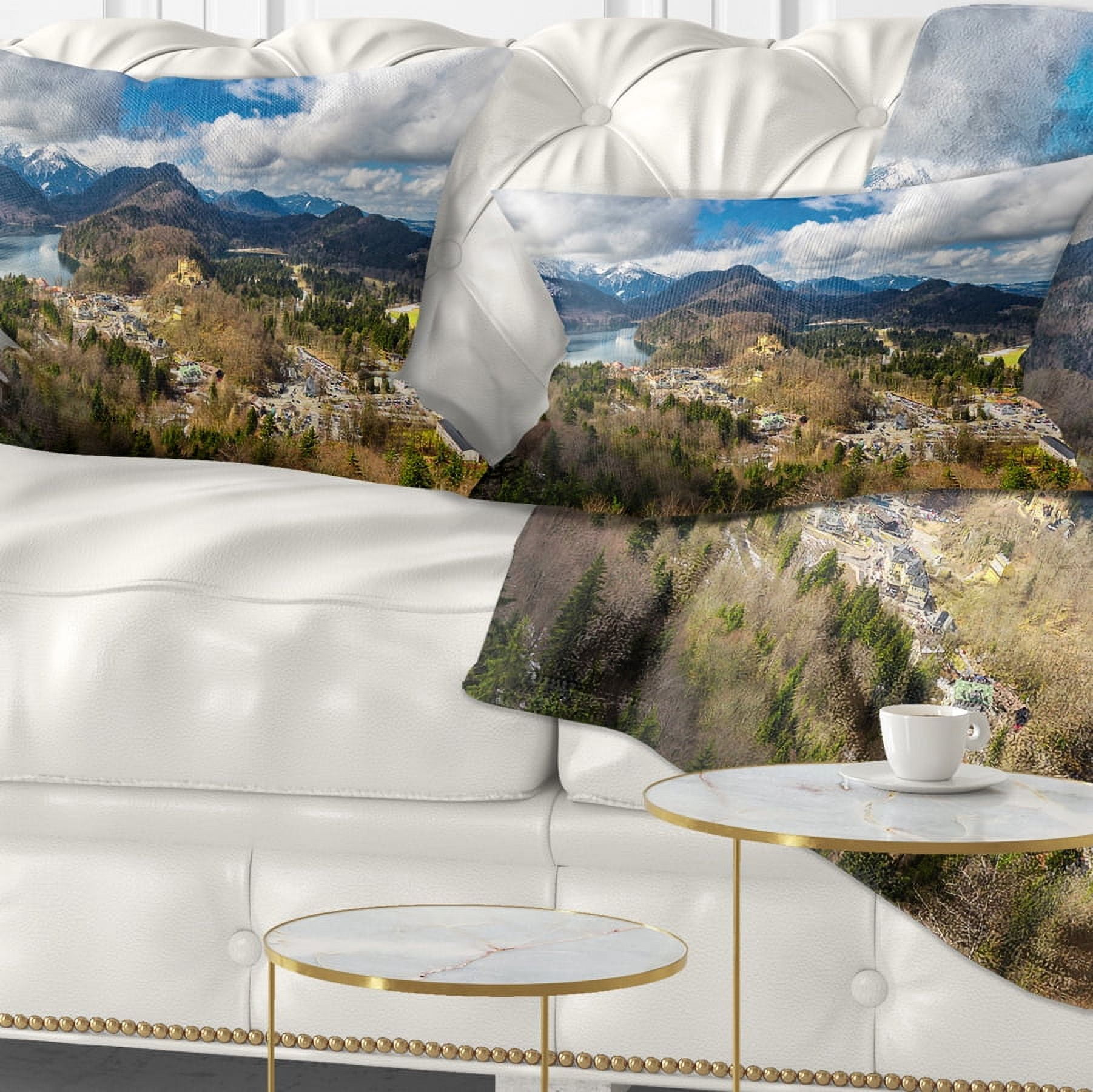 Designart Alps and Lakes on Summer Day - Landscape Printed Throw Pillow - 12x20