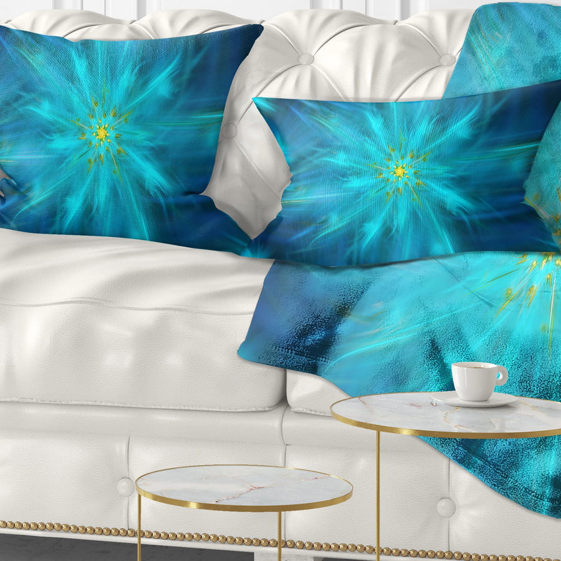 Designart Amazing Dance of Blue Petals - Floral Throw Pillow - 12x20