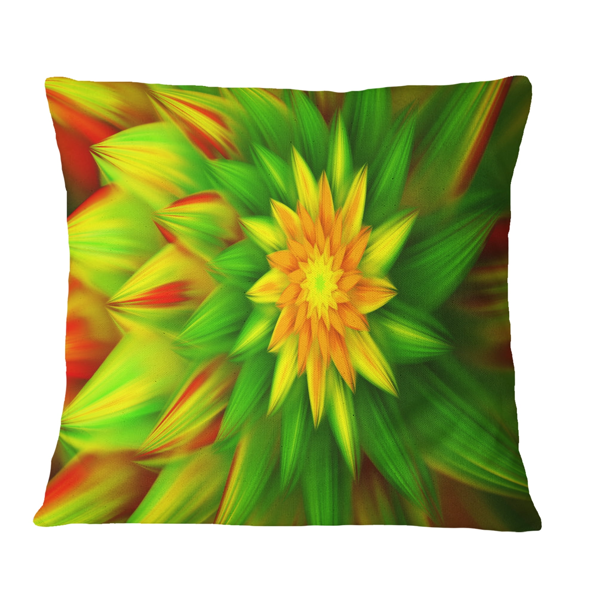 Designart Amazing Dance of Green Petals - Floral Throw Pillow - 18x18