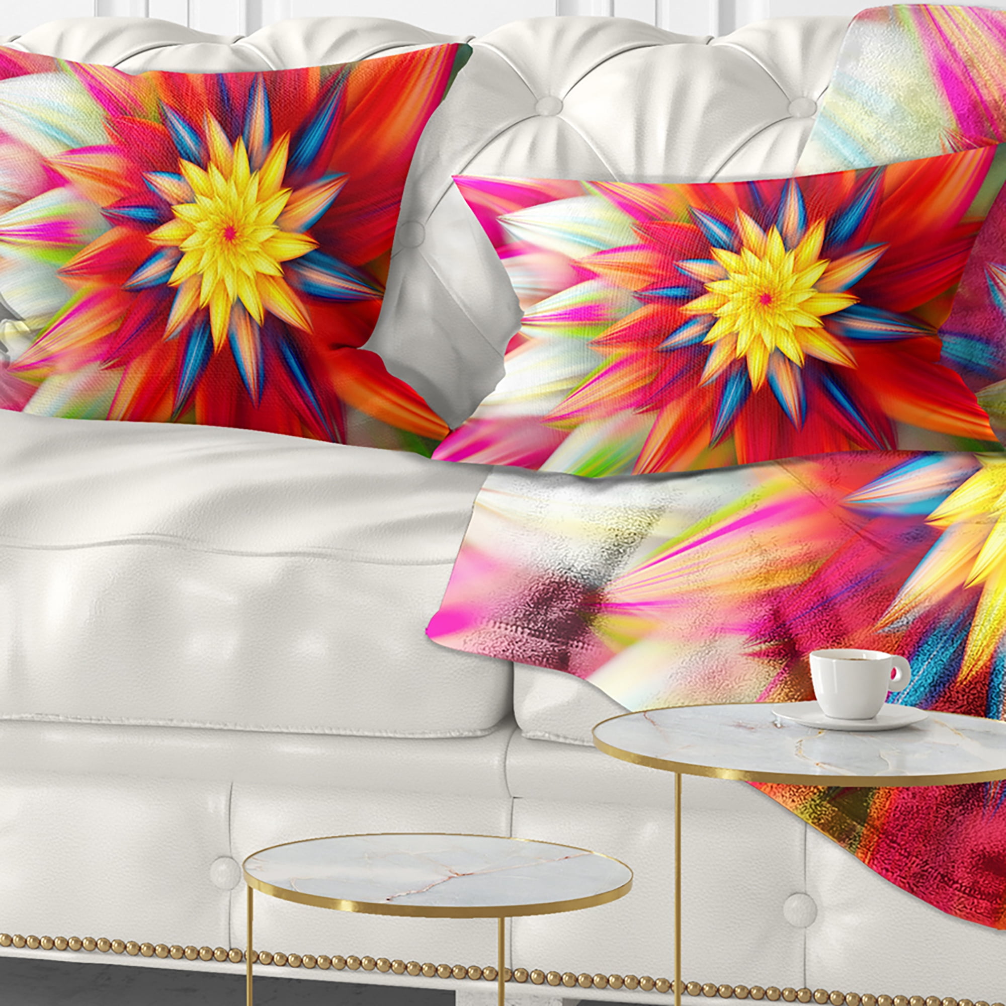 Designart Amazing Dance of Red Petals - Floral Throw Pillow - 12x20