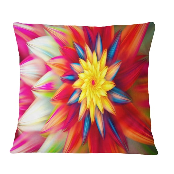 Designart Amazing Dance of Red Petals - Floral Throw Pillow - 16x16