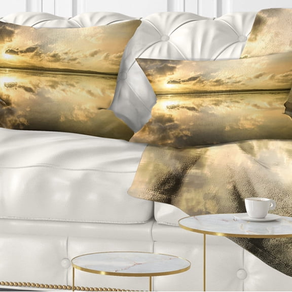 Designart Amazing Foreshore Reserve Reflection - Seashore Throw Pillow - 12x20
