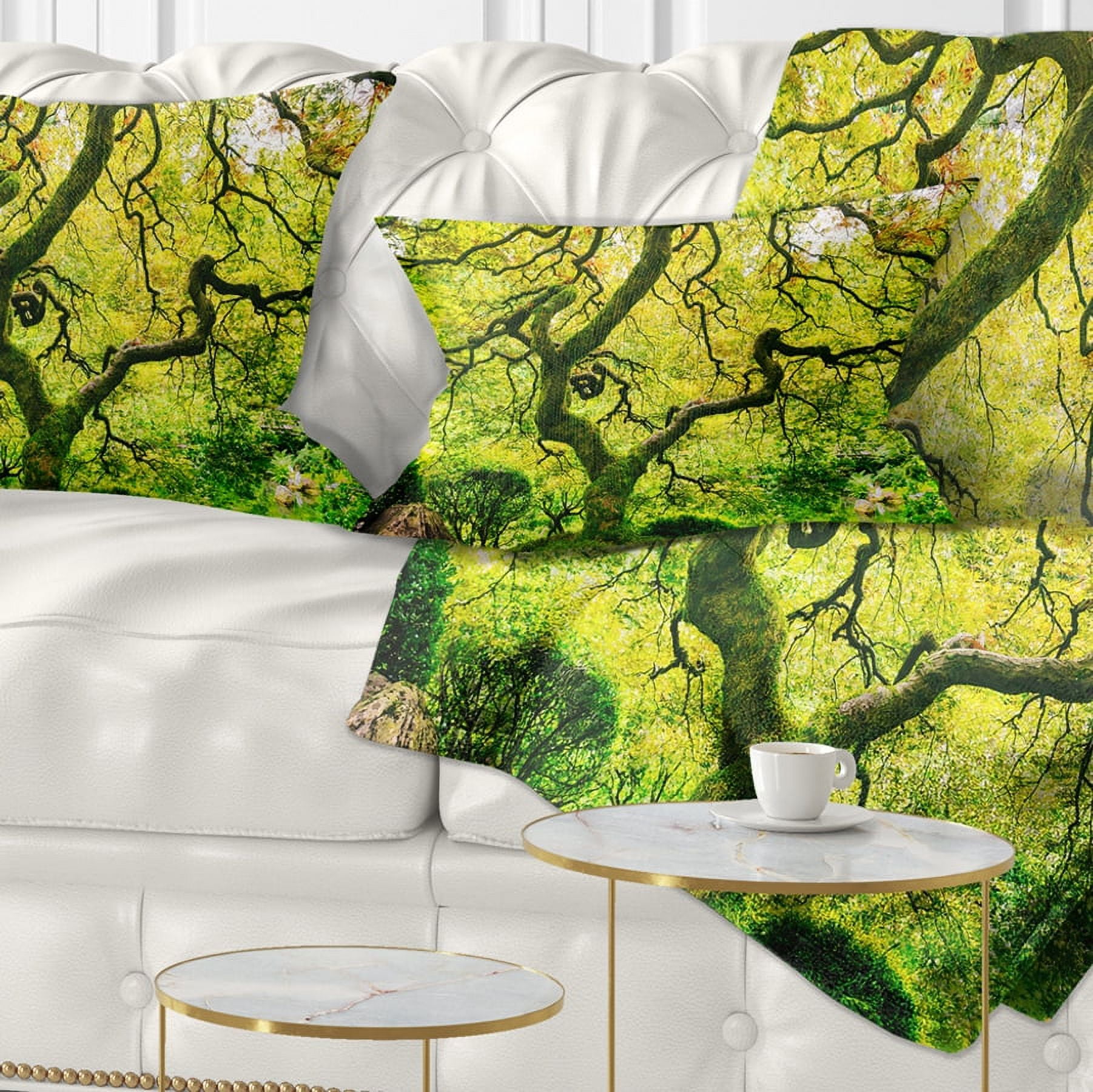 Designart Amazing Green Tree - Photography Throw Pillow - 12x20