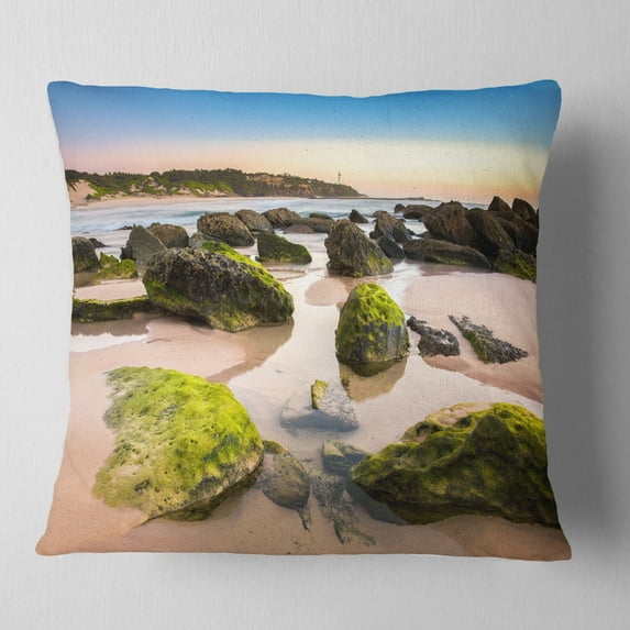 Designart Amazing Landscape at Noraha Head - Seashore Throw Pillow - 16x16
