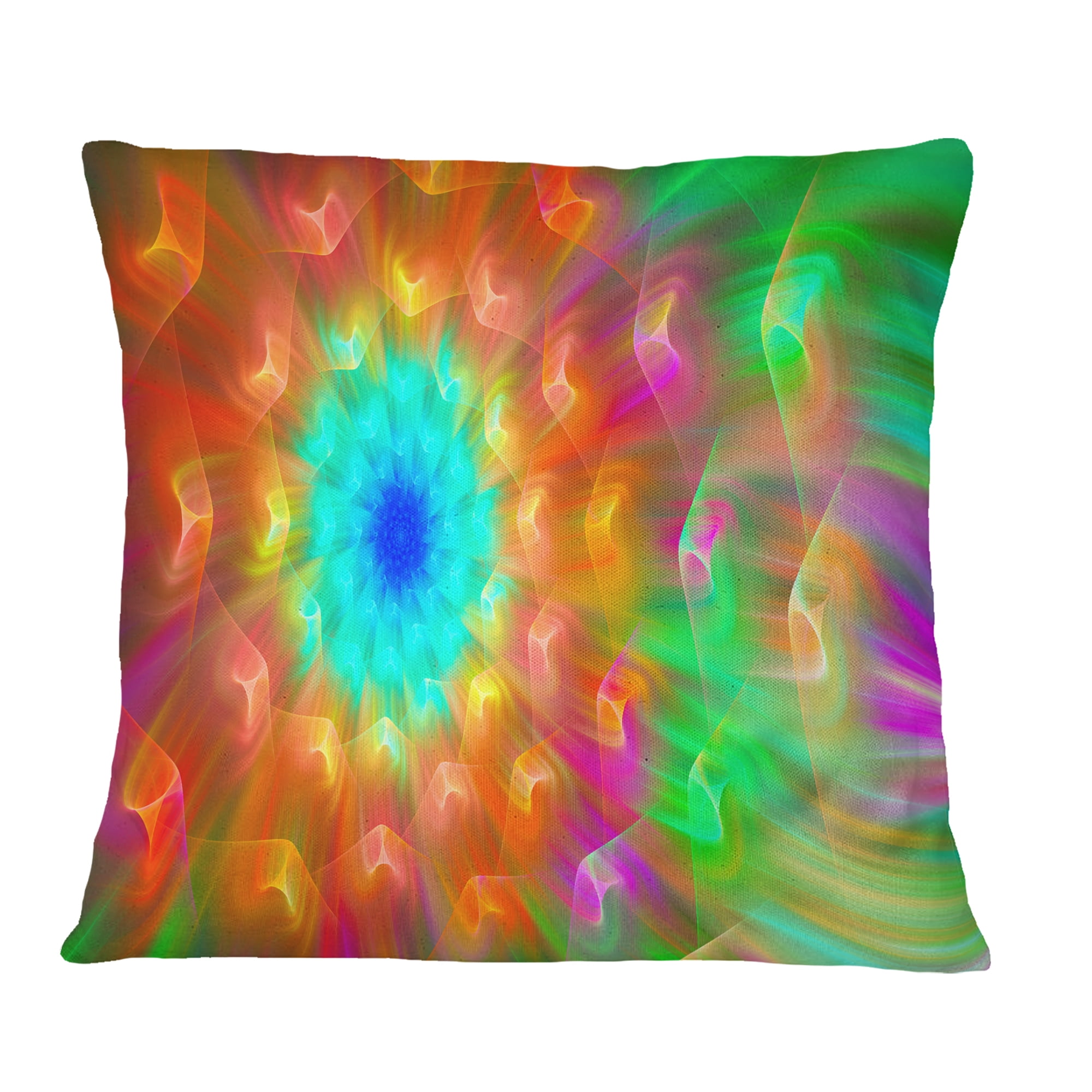 Designart Amazing Multi Color Petals Dandelion - Floral Throw Pillow - 18x18