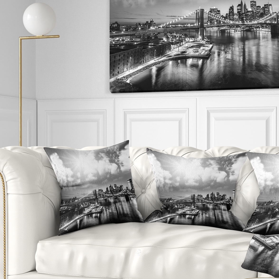 Designart Amazing Night in New York City - Cityscape Photo Throw Pillow - 18x18