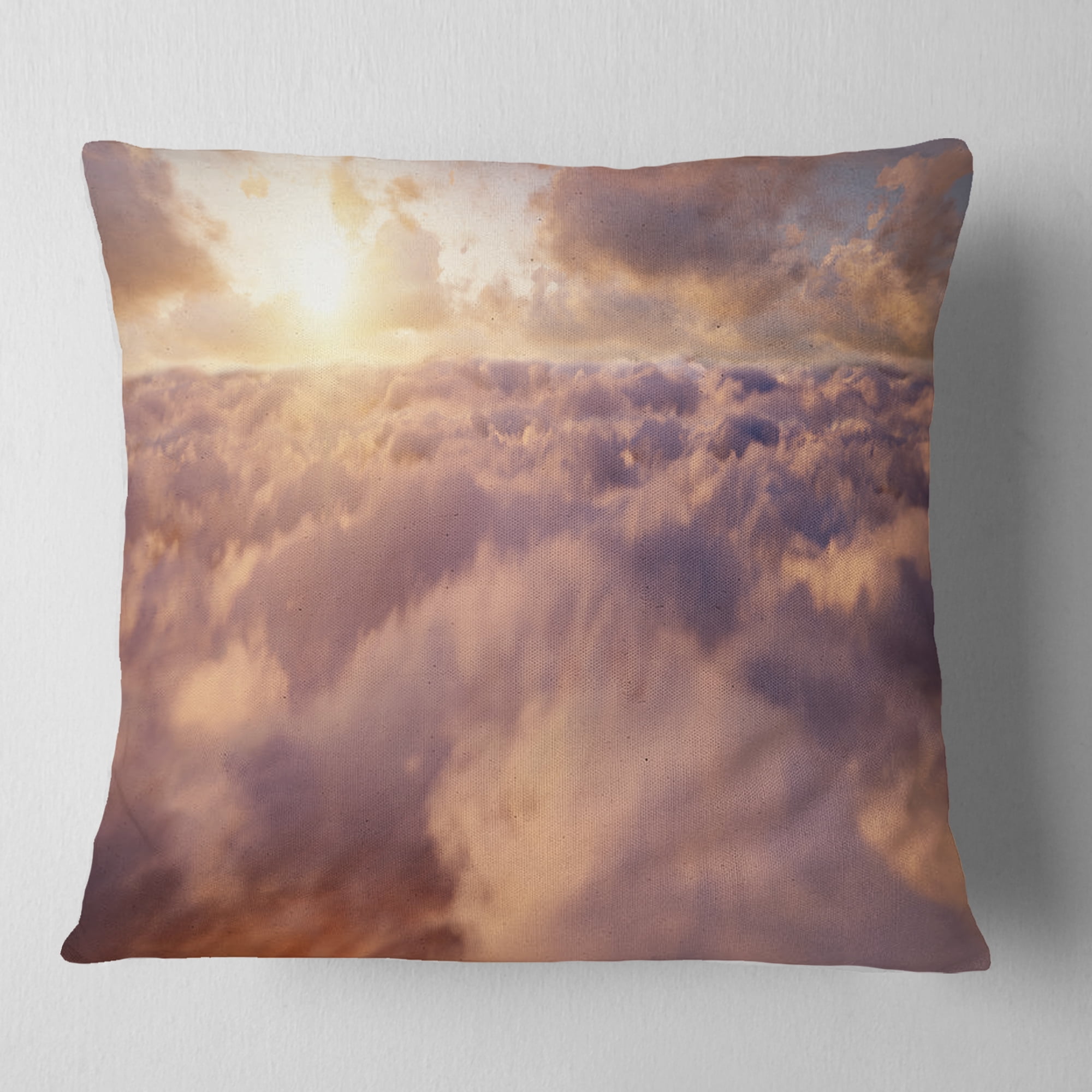 Designart Amazing Sky above Clouds - Contemporary Landscape Printed Throw Pillow - 18x18