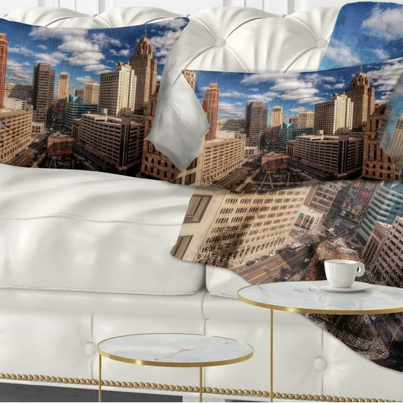 Designart Amazing Urban City With Skyline - Throw Pillow - 12x20