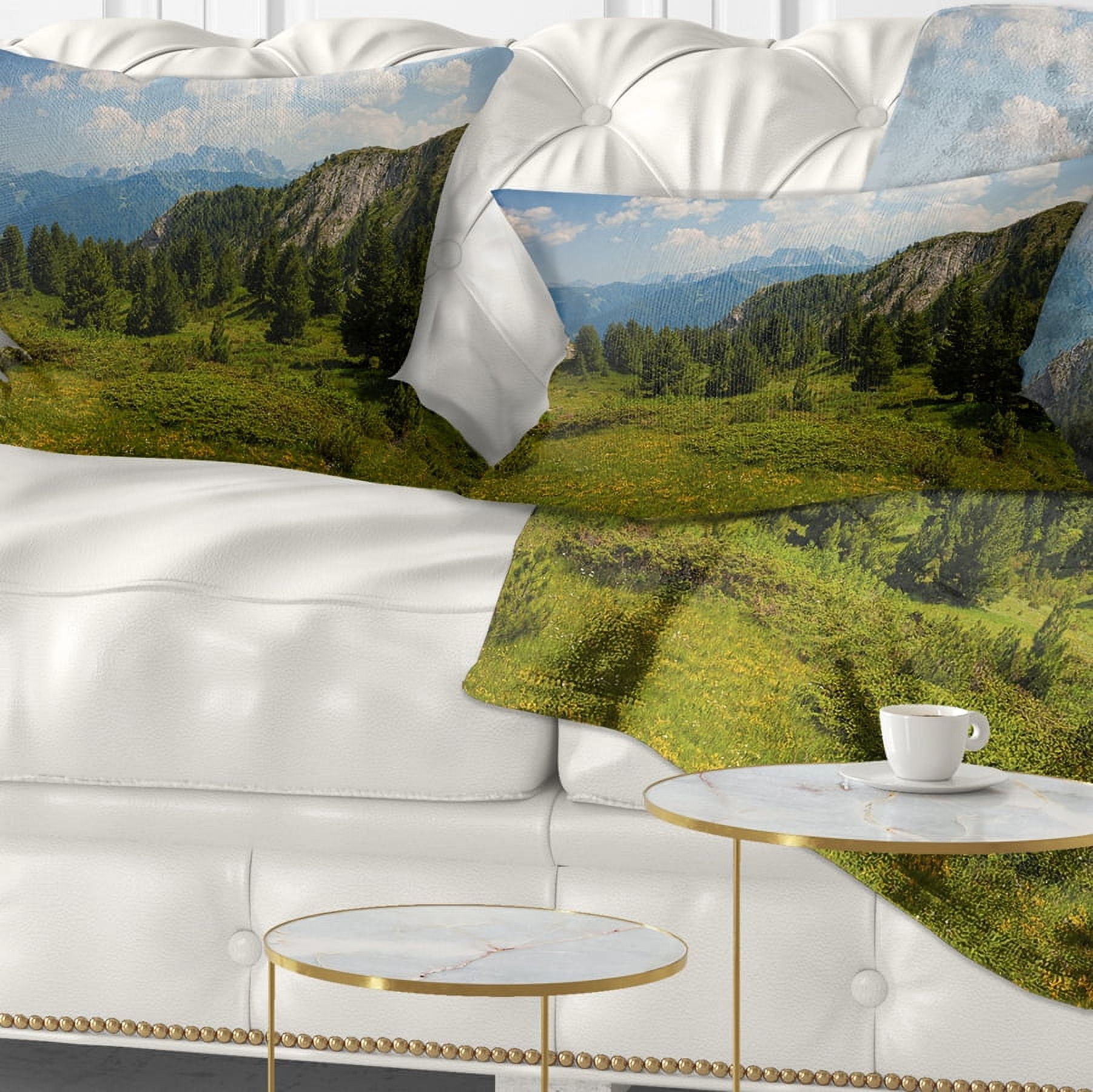 Designart Amazing Visitor Mountains - Landscape Photo Throw Pillow - 12x20