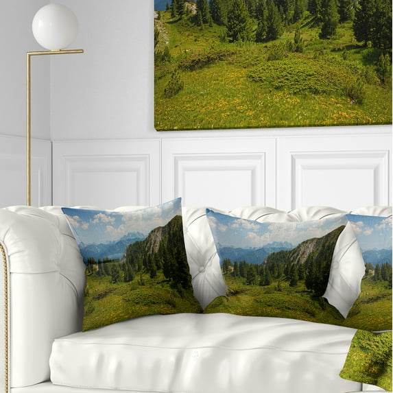 Designart Amazing Visitor Mountains - Landscape Photo Throw Pillow - 18x18