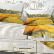 Designart Amazing Yellow Mountain Meadow - Landscape Printed Throw Pillow - 12x20