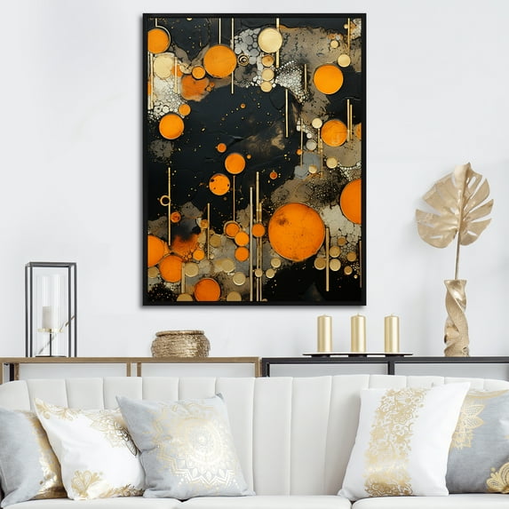 Designart "Amazonite Stone Collage in Orange and Grey" Landscapes Framed Wall Art - Traditional Green Stone Geode Bedroom Framed Canvas Wall Art