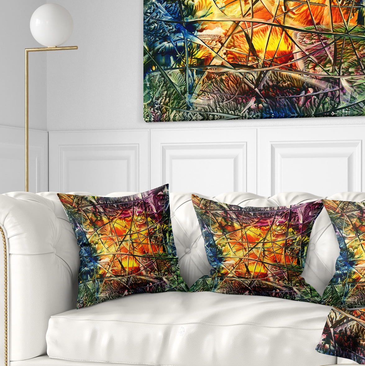 Designart Amber Abstract - Abstract Throw Pillow - 18x18