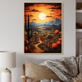 thumbnail image 1 of Designart "Amber Fern Cactus Desert Dusk Saguaro" Floral & Botanical Floater Framed Canvas Print, 1 of 7